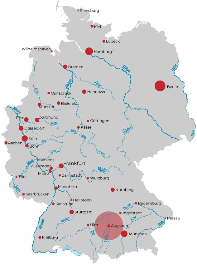 Augsburg - Lage in Deutschland
