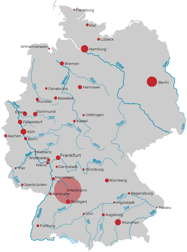 Heilbronn - Lage in Deutschland