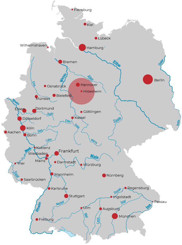 Hildesheim - Lage in Deutschland