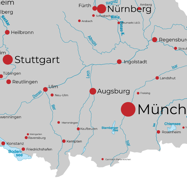 Umgebungskarte Augsburg
